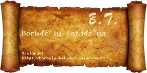 Borbély Tatjána névjegykártya