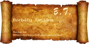 Borbély Tatjána névjegykártya